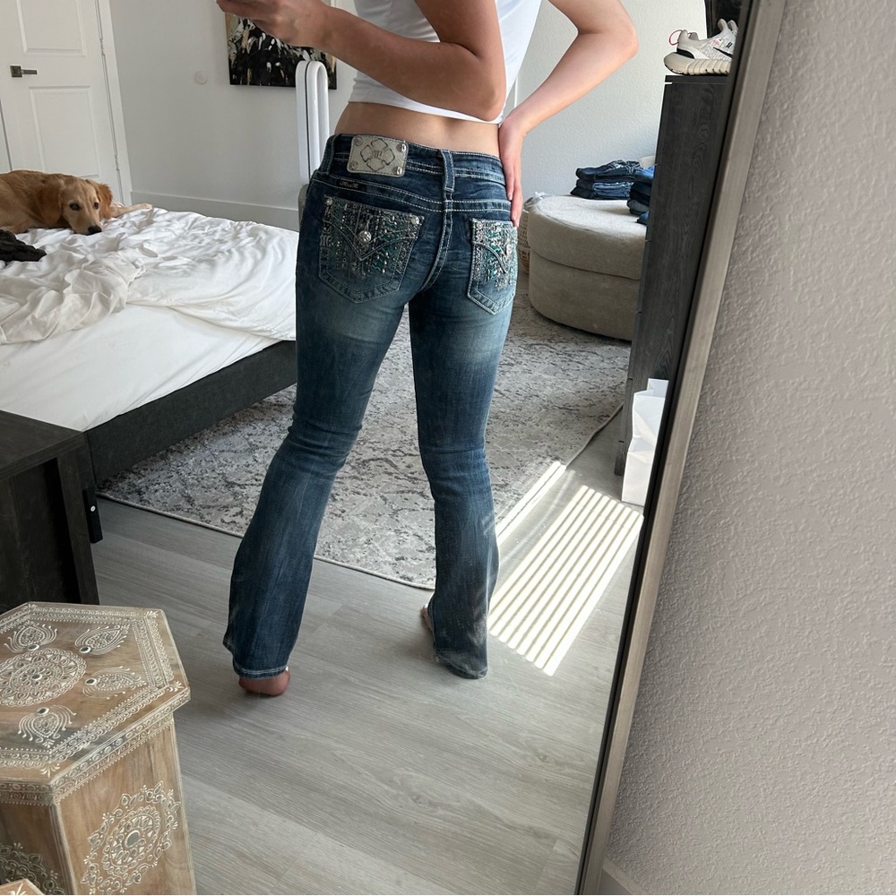 Miss Me • Bling Rhinestone Jeans Womens Signature Bootcut Sz 26